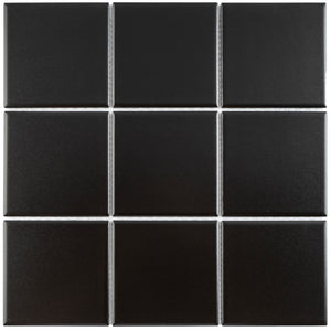 TPMG-14 4x4 Square Black Porcelain Mosaic Tile (matt)