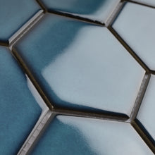 TPMG-29 4 x 4 Hexagon Crystal Blue Porcelain Mosaic Tile Backsplash (Polished)