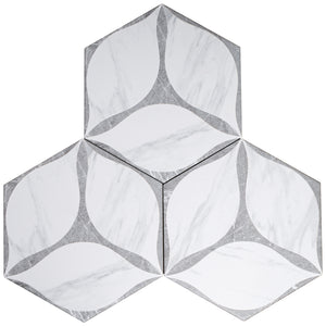 CO-GRH8 Corola Gray 7.7" x 8.9" Hexagon Porcelain Patterned Wall & Floor Tile