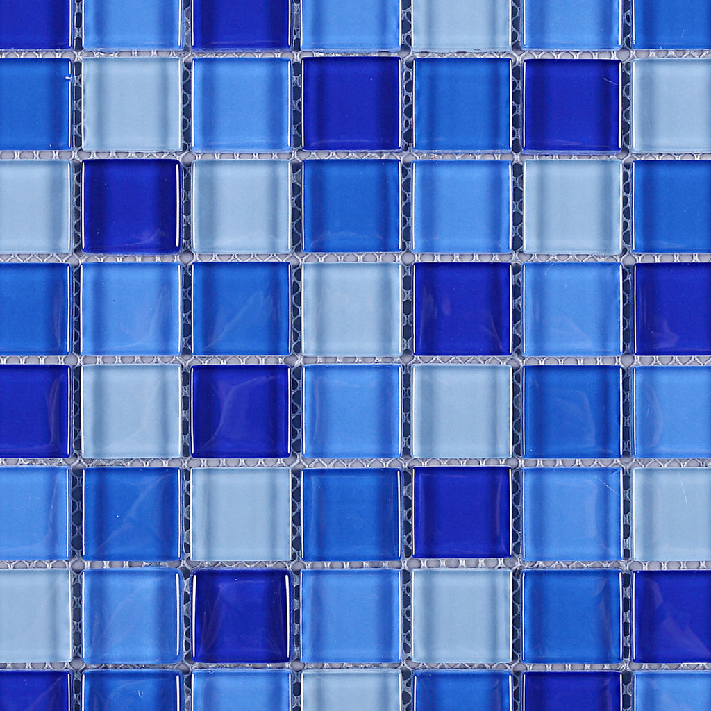 TGEMG08 1x1 Square Blue Glass Mosaic Tile Sheet Tile Generation