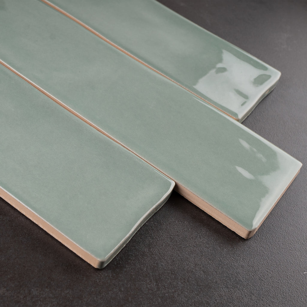 KE-JAS KEZMA - Green handmade ceramic wall tile 3 in. x 12 in