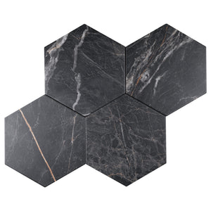MA-GOH8B Marquina Gold 8" x 9" Hexagon Porcelain Patterned Wall & Floor Tile