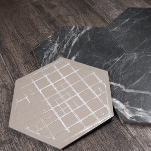MA-GOH8B Marquina Gold 8" x 9" Hexagon Porcelain Patterned Wall & Floor Tile