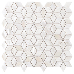 TMPSG-02 Mother of Pearl 1" x 1" Diamond Seashell Tile in White