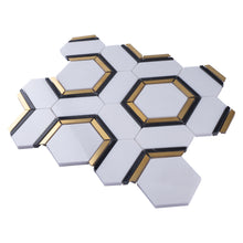 TNDOG-09 Gold Hexagon - Gold Metal Stainless Steel Polished Marble mosaic tile backsplash