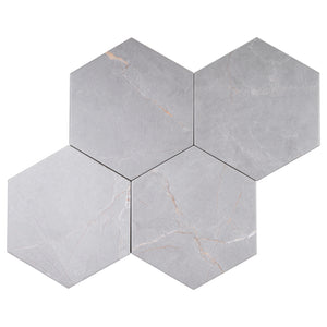 PU-GRH8B Pulpis Gray 8" x 9" Hexagon Porcelain Patterned Wall & Floor Tile