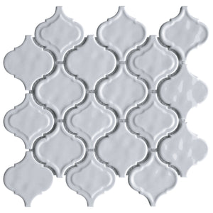 TRECCG-13 White 3" x 3" Recycle Glass Arabesque Mosaic Tile