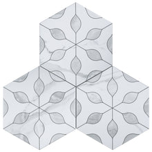 ALI-PERL-HX89 Alicante Perla White 7.88" x 9.45" Hexagon Porcelain Patterned Wall & Floor Tile