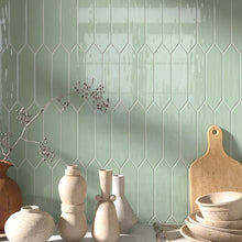 ATL-JADE-PK312 Atlanta Picket Hexagon Jade Green Subway Tile 2.95 in. x 11.81 in. Ceramic Wall Tile