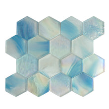 AUR-1 Aurora 3" Hexagon  Blue Glossy Glass Mosaic Backsplash Wall Tile