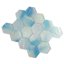 AUR-1 Aurora 3" Hexagon  Blue Glossy Glass Mosaic Backsplash Wall Tile