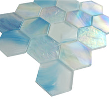 AUR-1 Aurora 3" Hexagon  Blue Glossy Glass Mosaic Backsplash Wall Tile