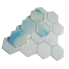 AUR-1 Aurora 3" Hexagon  Blue Glossy Glass Mosaic Backsplash Wall Tile