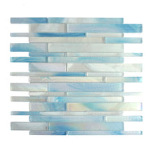 AUR-3 Aurora Interlocking Blue Glossy Glass Mosaic Backsplash Wall Tile