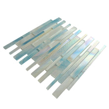 AUR-3 Aurora Interlocking Blue Glossy Glass Mosaic Backsplash Wall Tile