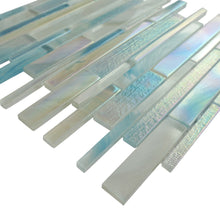 AUR-3 Aurora Interlocking Blue Glossy Glass Mosaic Backsplash Wall Tile