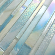 AUR-3 Aurora Interlocking Blue Glossy Glass Mosaic Backsplash Wall Tile