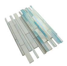 AUR-3 Aurora Interlocking Blue Glossy Glass Mosaic Backsplash Wall Tile