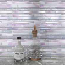 AUR-4 Aurora Interlocking Purple Glossy Glass Mosaic Backsplash Wall Tile