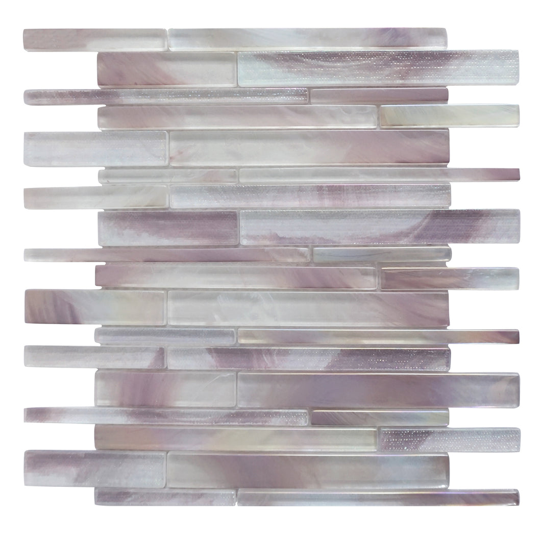 AUR-4 Aurora Interlocking Purple Glossy Glass Mosaic Backsplash Wall Tile