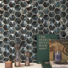 AUR-7 Aurora 3" 3D Hexagon  Blue Glossy Glass Mosaic Backsplash Wall Tile