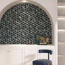 AUR-7 Aurora 3" 3D Hexagon  Blue Glossy Glass Mosaic Backsplash Wall Tile