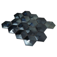 AUR-7 Aurora 3" 3D Hexagon  Blue Glossy Glass Mosaic Backsplash Wall Tile