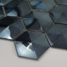 AUR-7 Aurora 3" 3D Hexagon  Blue Glossy Glass Mosaic Backsplash Wall Tile