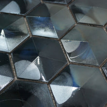 AUR-7 Aurora 3" 3D Hexagon  Blue Glossy Glass Mosaic Backsplash Wall Tile