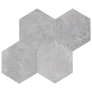 Dakota Base Gray 8"x9" Hexagon Matt Wall and Floor Porcelain Tile
