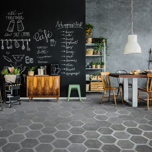 Dakota Base Grafito 8"x9" Hexagon Matt Wall and Floor Porcelain Tile