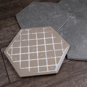 Dakota Base Grafito 8"x9" Hexagon Matt Wall and Floor Porcelain Tile