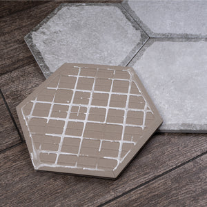 Dakota Decor Gray 8"x9" Hexagon Matt Wall and Floor Porcelain Tile