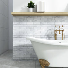 JAPM405 2x6  Brick Joint White Cararra Matte Porcelain Mosaic tile
