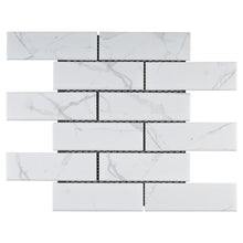 JAPM405 2x6  Brick Joint White Cararra Matte Porcelain Mosaic tile