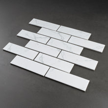 JAPM405 2x6  Brick Joint White Cararra Matte Porcelain Mosaic tile
