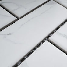 JAPM405 2x6  Brick Joint White Cararra Matte Porcelain Mosaic tile