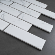 JAPM405 2x6  Brick Joint White Cararra Matte Porcelain Mosaic tile
