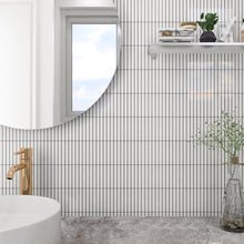 JAPM501  Glossy White 11.2-in x 11.91-in Stacked Porcelain Mosaic Wall and Floor Tile