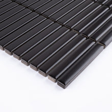 JAPM504  Stacked Matte Black Porcelain Mosaic Tile Wall Tile Floor Tile
