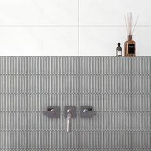 JAPM505 Stacked Reactive Blue Gray Glossy Porcelain Mosaic Wall and Floor Tile