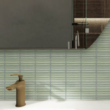 JAPM506 Stacked Reactive Jade Green Glossy Porcelain Mosaic Wall and Floor Tile