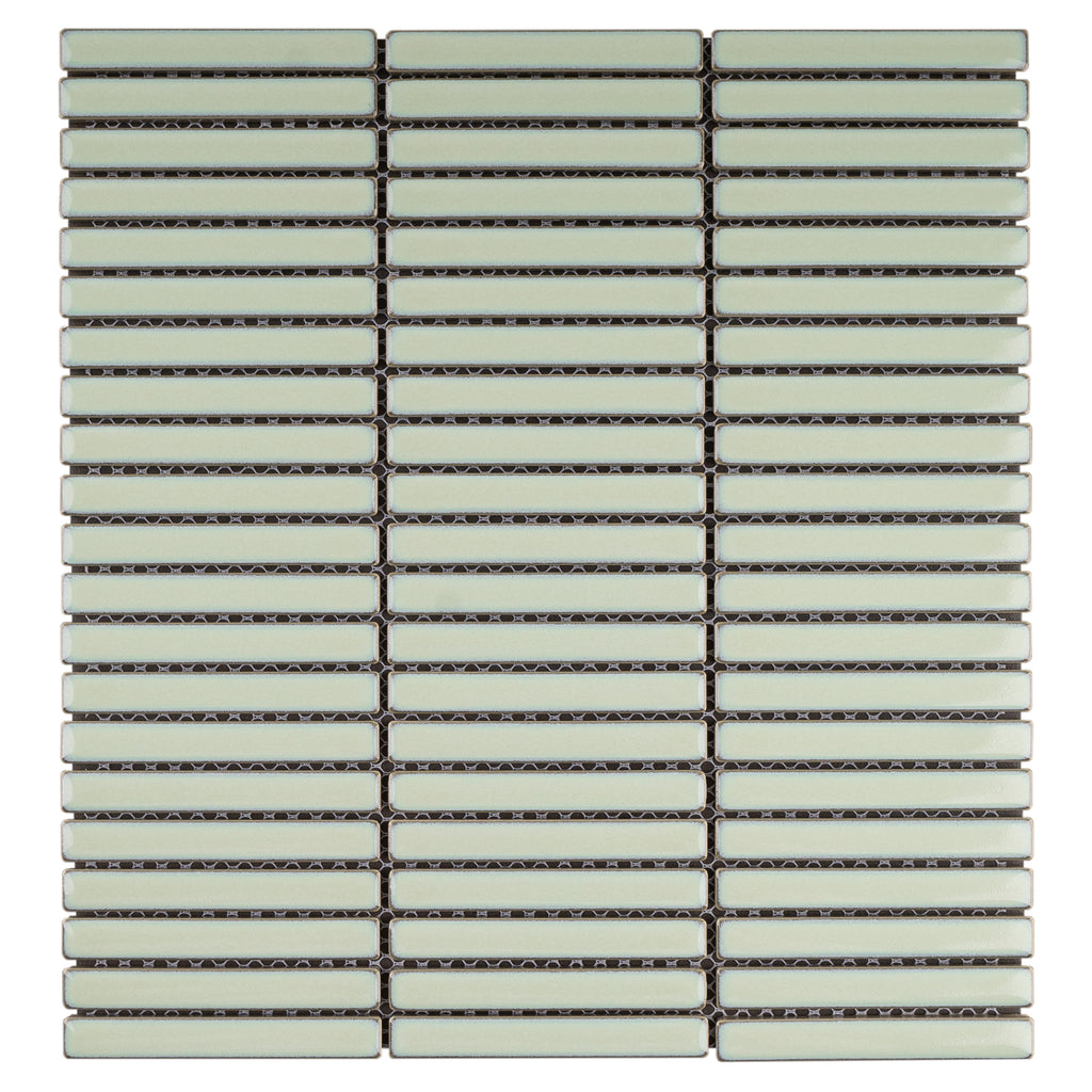JAPM506 Stacked Reactive Jade Green Glossy Porcelain Mosaic Wall and F ...