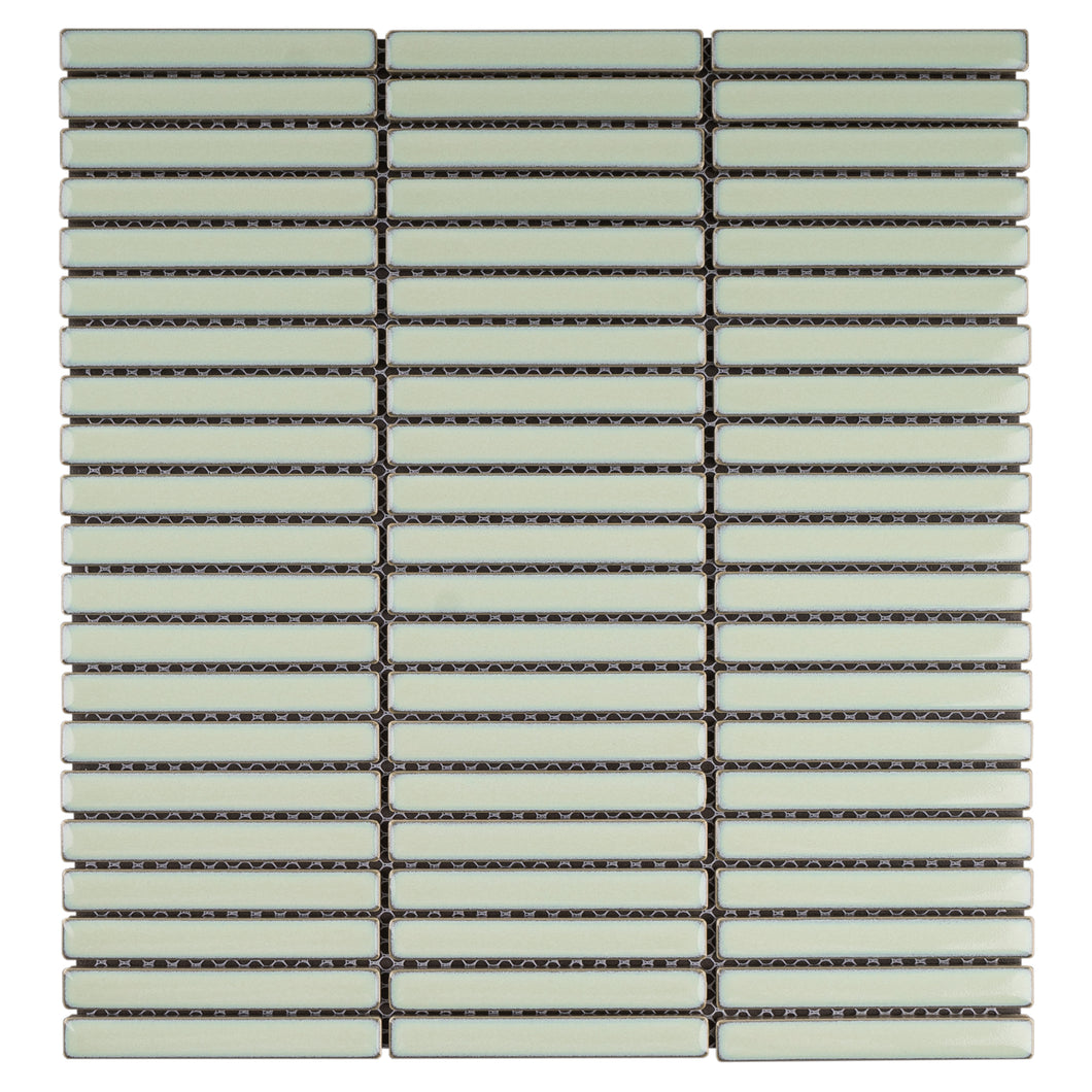 JAPM506 Stacked Reactive Jade Green Glossy Porcelain Mosaic Wall and Floor Tile