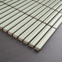 JAPM506 Stacked Reactive Jade Green Glossy Porcelain Mosaic Wall and Floor Tile