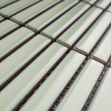 JAPM506 Stacked Reactive Jade Green Glossy Porcelain Mosaic Wall and Floor Tile