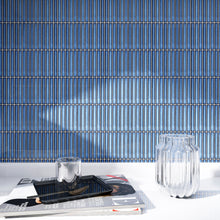 JAPM507 Stacked Reactive Ocean Blue Glossy Porcelain Mosaic Wall and Floor Tile