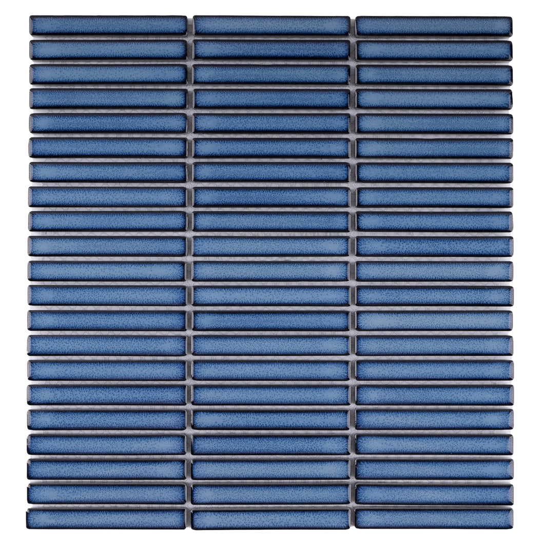 JAPM507 Stacked Reactive Ocean Blue Glossy Porcelain Mosaic Wall and Floor Tile