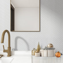 JAPM601 Herringbone White Matte Porcelain Mosaic Tile Wall Floor Tile