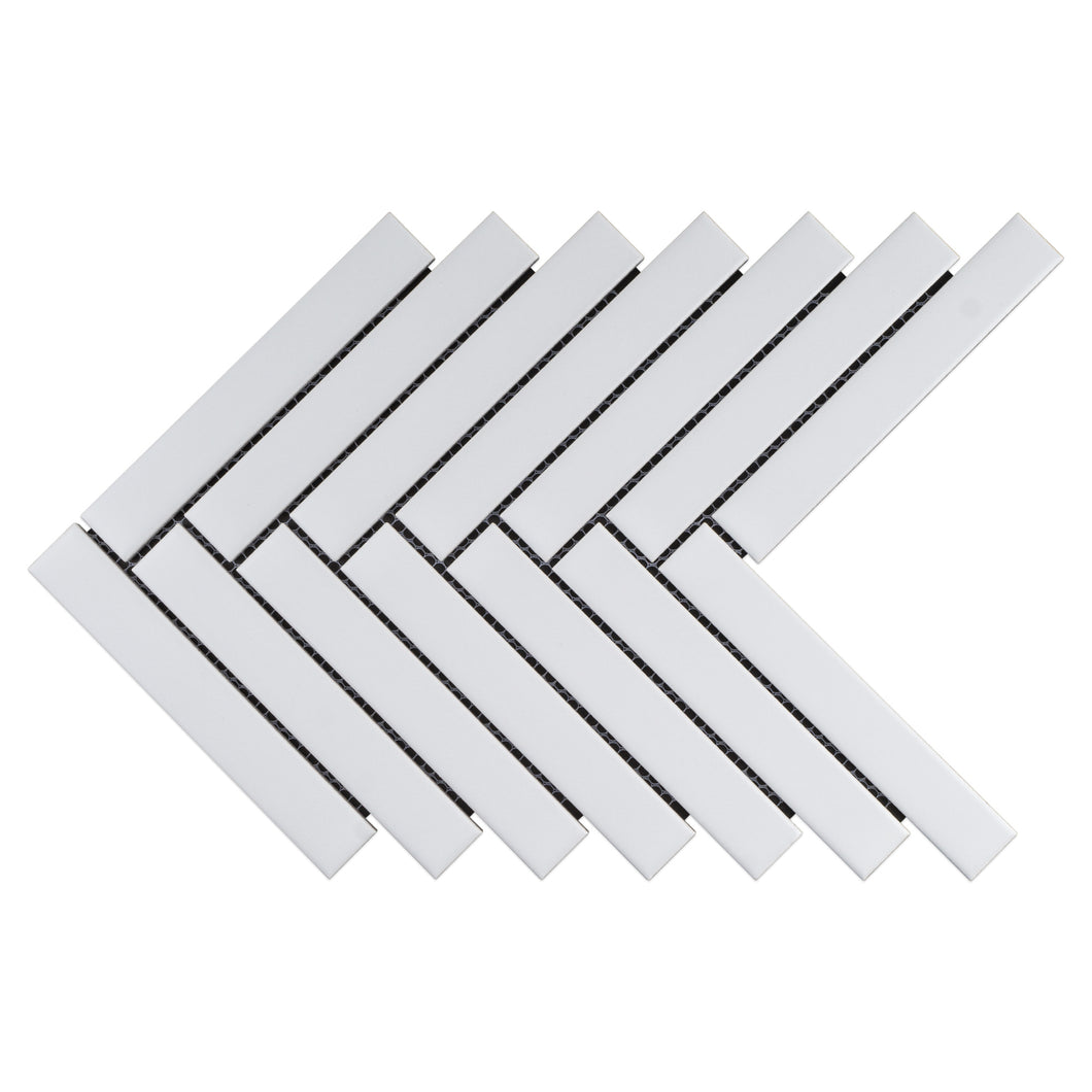 JAPM601 Herringbone White Matte Porcelain Mosaic Tile Wall Floor Tile